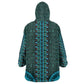 Teal Dashiki and Tapa Pattern Kid Wearable Blanket Hoodie Africa-Polynesia Together Culture