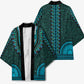 Teal Dashiki and Tapa Pattern Kimono Africa-Polynesia Together Culture