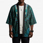 Teal Dashiki and Tapa Pattern Kimono Africa-Polynesia Together Culture