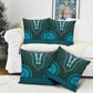 Teal Dashiki and Tapa Pattern Pillow Cover Africa-Polynesia Together Culture