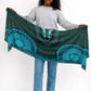Teal Dashiki and Tapa Pattern Simple Headwrap Africa and Polynesia Together Culture