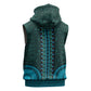 Teal Dashiki and Tapa Pattern Sleeveless Hoodie Africa-Polynesia Together Culture - African Pride