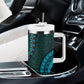 Teal Dashiki and Tapa Pattern Tumbler With Handle Africa-Polynesia Together Culture