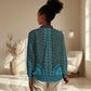 Teal Dashiki and Tapa Pattern Women Casual Shirt Africa-Polynesia Together Culture LT9