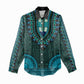 Teal Dashiki and Tapa Pattern Women Casual Shirt Africa-Polynesia Together Culture LT9