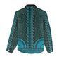 Teal Dashiki and Tapa Pattern Women Casual Shirt Africa-Polynesia Together Culture LT9