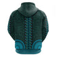Teal Dashiki and Tapa Pattern Zip Hoodie Africa-Polynesia Together Culture