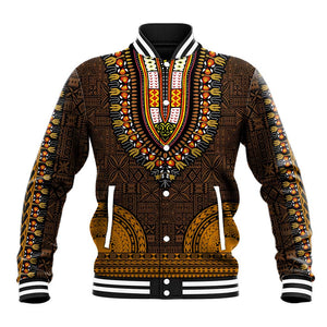 Gold Dashiki and Tapa Pattern Baseball Jacket Africa-Polynesia Together Culture
