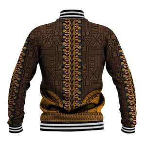 Gold Dashiki and Tapa Pattern Baseball Jacket Africa-Polynesia Together Culture