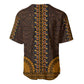 Gold Dashiki and Tapa Pattern Baseball Jersey Africa-Polynesia Together Culture