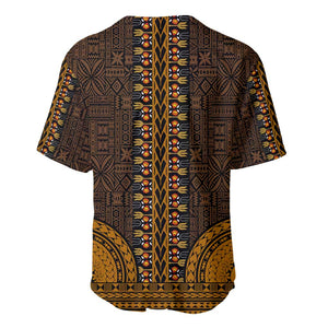 Gold Dashiki and Tapa Pattern Baseball Jersey Africa-Polynesia Together Culture