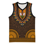 Gold Dashiki and Tapa Pattern Basketball Jersey Africa-Polynesia Together Culture - African Pride
