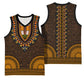 Gold Dashiki and Tapa Pattern Basketball Jersey Africa-Polynesia Together Culture - African Pride