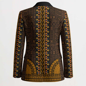 Gold Dashiki and Tapa Pattern Blazer Africa-Polynesia Together Culture