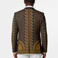 Gold Dashiki and Tapa Pattern Blazer Africa-Polynesia Together Culture