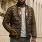 Gold Dashiki and Tapa Pattern Bomber Puffer Jacket Africa-Polynesia Together Culture