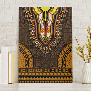 Gold Dashiki and Tapa Pattern Canvas Wall Art Africa-Polynesia Together Culture