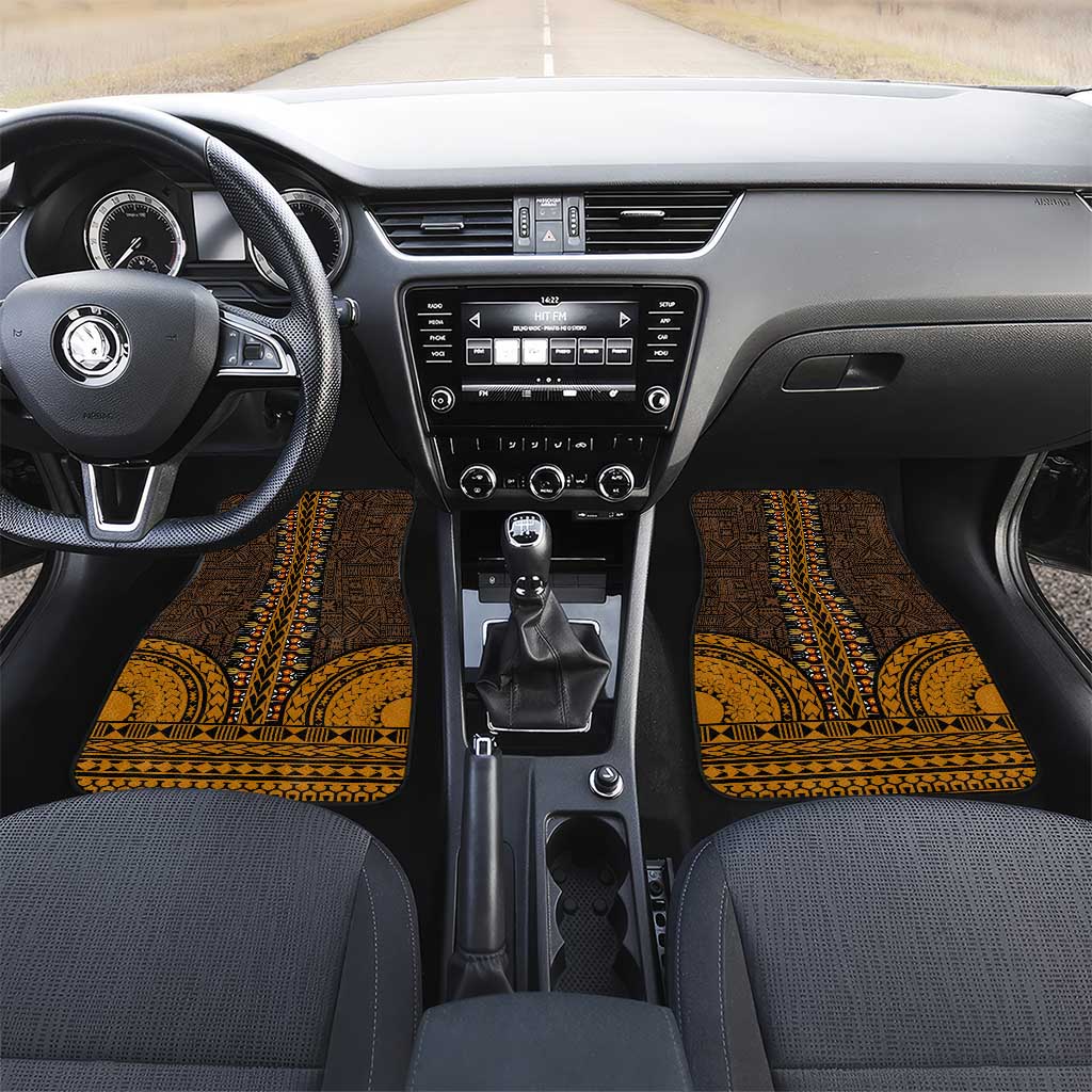 Gold Dashiki and Tapa Pattern Car Mats Africa-Polynesia Together Culture