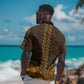 Gold Dashiki and Tapa Pattern Hawaiian Shirt Africa-Polynesia Together Culture