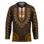 Gold Dashiki and Tapa Pattern Hockey Jersey Africa-Polynesia Together Culture