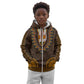 Gold Dashiki and Tapa Pattern Kid Hoodie Africa-Polynesia Together Culture