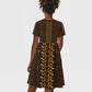 Gold Dashiki and Tapa Pattern Kid Short Sleeve Dress Africa-Polynesia Together Culture