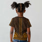 Gold Dashiki and Tapa Pattern Kid T shirt Africa-Polynesia Together Culture