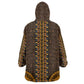 Gold Dashiki and Tapa Pattern Kid Wearable Blanket Hoodie Africa-Polynesia Together Culture