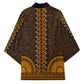 Gold Dashiki and Tapa Pattern Kimono Africa-Polynesia Together Culture