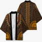 Gold Dashiki and Tapa Pattern Kimono Africa-Polynesia Together Culture