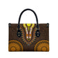 Gold Dashiki and Tapa Pattern Leather Bag Africa-Polynesia Together Culture