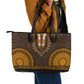 Gold Dashiki and Tapa Pattern Leather Tote Bag Africa-Polynesia Together Culture