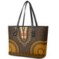 Gold Dashiki and Tapa Pattern Leather Tote Bag Africa-Polynesia Together Culture