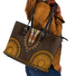 Gold Dashiki and Tapa Pattern Leather Tote Bag Africa-Polynesia Together Culture