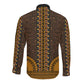 Gold Dashiki and Tapa Pattern Long Sleeve Button Shirt Africa-Polynesia Together Culture