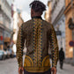 Gold Dashiki and Tapa Pattern Long Sleeve Button Shirt Africa-Polynesia Together Culture