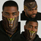 Gold Dashiki and Tapa Pattern Neck Gaiter Africa-Polynesia Together Culture LT9