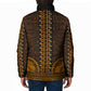 Gold Dashiki and Tapa Pattern Padded Jacket Africa-Polynesia Together Culture
