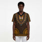 Gold Dashiki and Tapa Pattern Scrub Top Africa-Polynesia Together Culture