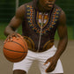 Gold Dashiki and Tapa Pattern Sleeveless Zip Hoodie Africa-Polynesia Together Culture - African Pride