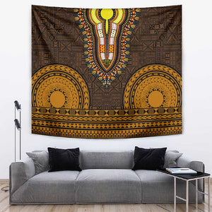 Gold Dashiki and Tapa Pattern Tapestry Africa-Polynesia Together Culture