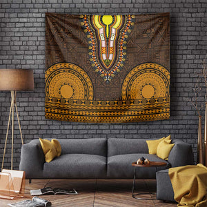 Gold Dashiki and Tapa Pattern Tapestry Africa-Polynesia Together Culture