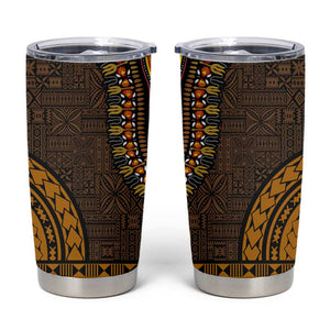 Gold Dashiki and Tapa Pattern Tumbler Cup Africa-Polynesia Together Culture