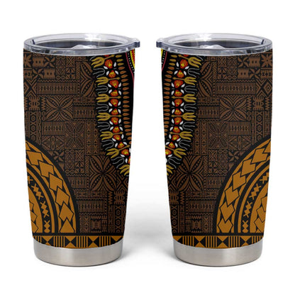 Gold Dashiki and Tapa Pattern Tumbler Cup Africa-Polynesia Together Culture