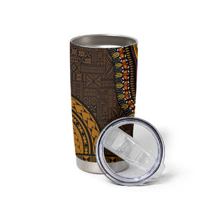 Gold Dashiki and Tapa Pattern Tumbler Cup Africa-Polynesia Together Culture