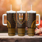 Gold Dashiki and Tapa Pattern Tumbler With Handle Africa-Polynesia Together Culture