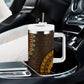 Gold Dashiki and Tapa Pattern Tumbler With Handle Africa-Polynesia Together Culture