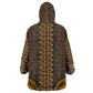 Gold Dashiki and Tapa Pattern Wearable Blanket Hoodie Africa-Polynesia Together Culture