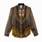 Gold Dashiki and Tapa Pattern Women Casual Shirt Africa-Polynesia Together Culture LT9