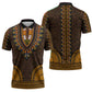 Gold Dashiki and Tapa Pattern Zipper Polo Shirt Africa-Polynesia Together Culture
